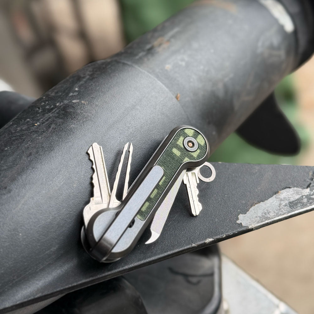 Blackwashed Titanium KeyBar with Cordura Skin | Desert Night Camo