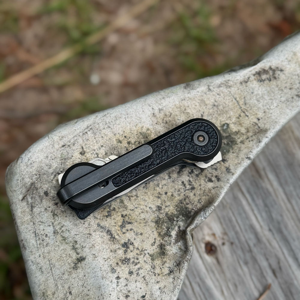 Blackwashed Titanium KeyBar with Cordura Skin | Black Rubber Grip