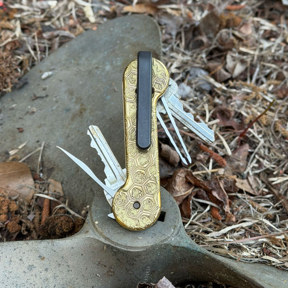 Honeycomb-Brass-KeyBar-Key-and-Tool-Organizer-lifestyle-image-on-boat-prop