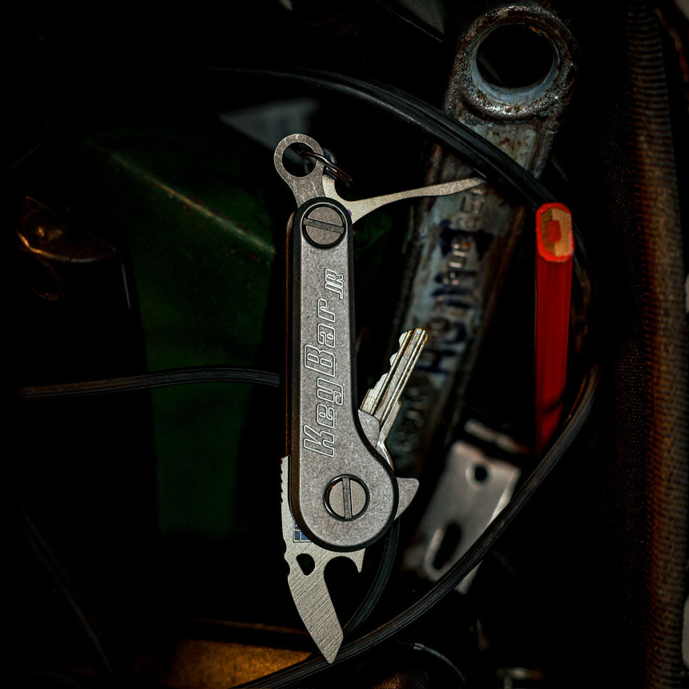 Stonewashed Titanium KeyBar JR | Compact Titanium Key & Tool
